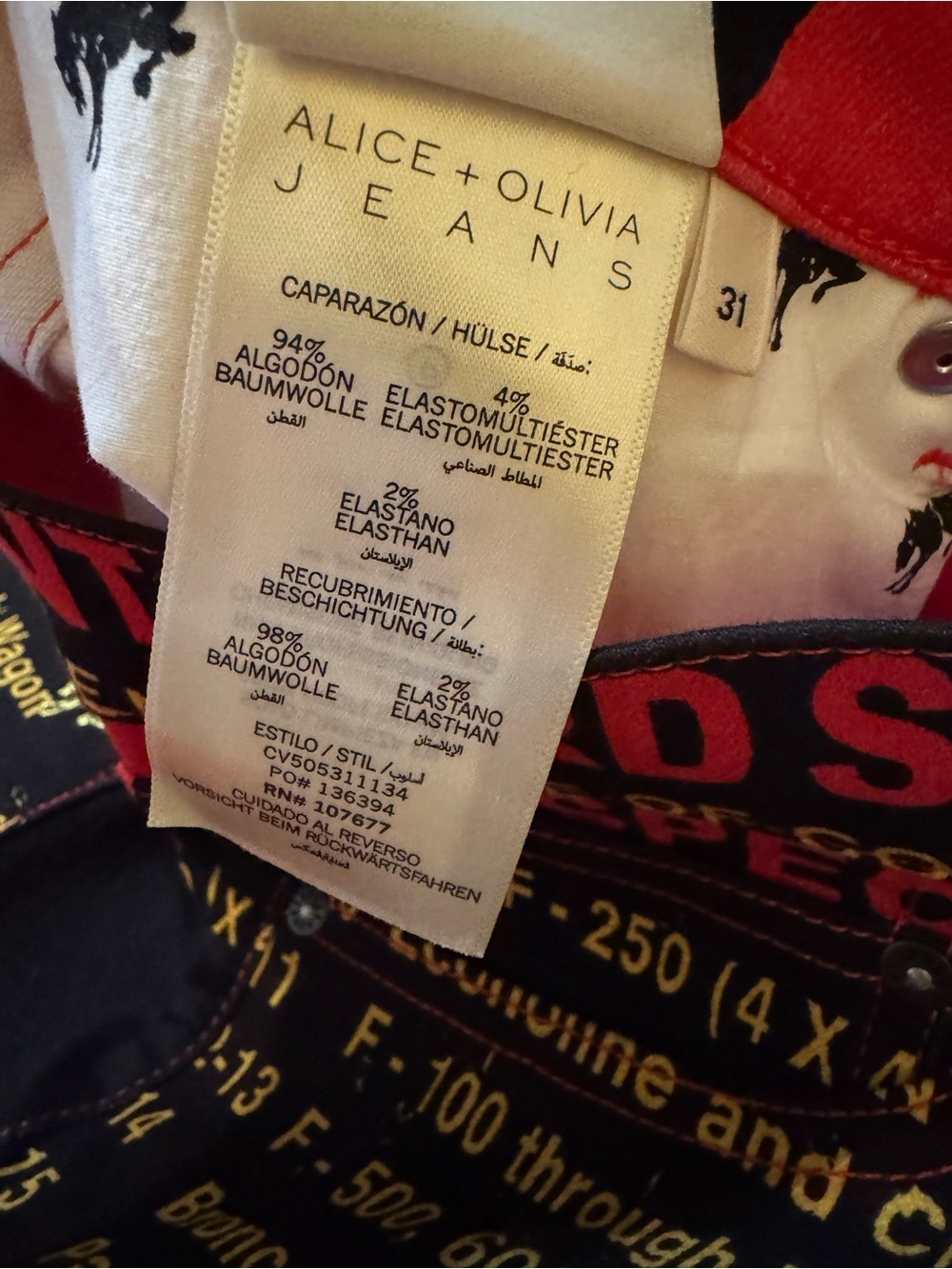 Alice + Olivia x Bronco New SB Bell Denim Jeans 66 Photographic Size 31 - Picture 5 of 6
